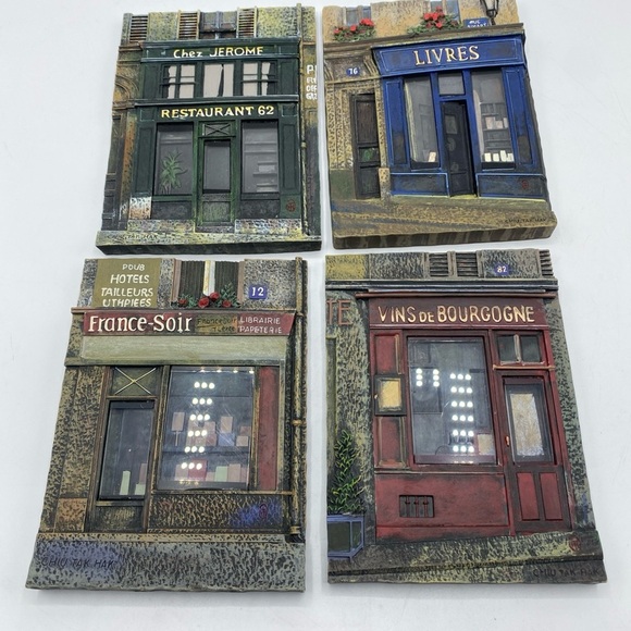 Paris France Street Scene 3D Wall Art Chiu Tak Hak Hanging Home Decor Set 4 - Picture 1 of 8